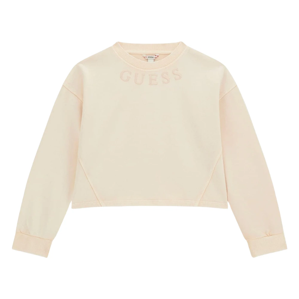 Guess Unisex Ivory Oversized Logo Sweatshirt In