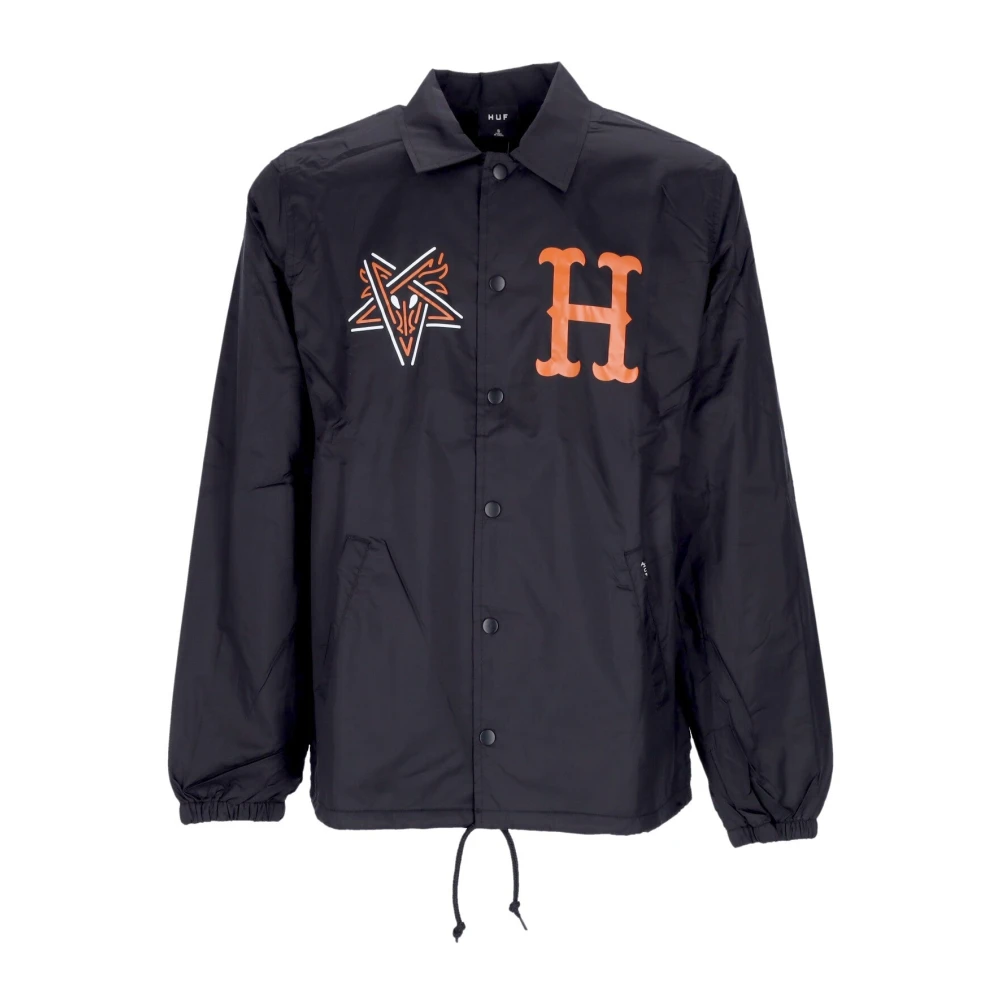 Huf Men's Black Light Jackets, S, Water-Repellent Coaches Jacket