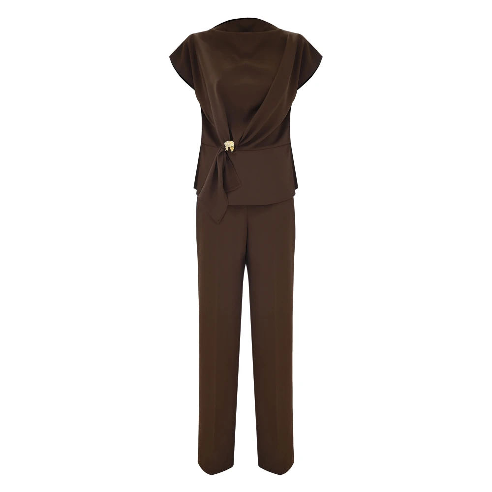 Kocca Elegante Maroon Tuniek Top en Broek Brown Dames