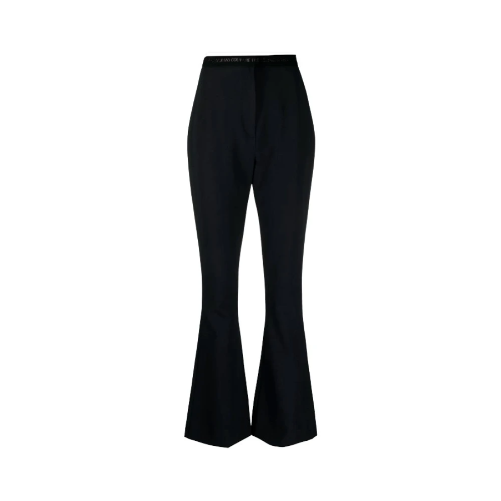 Versace Jeans Couture Women's Black Wide Trousers, 2XS, High Waist Flared Trousers
