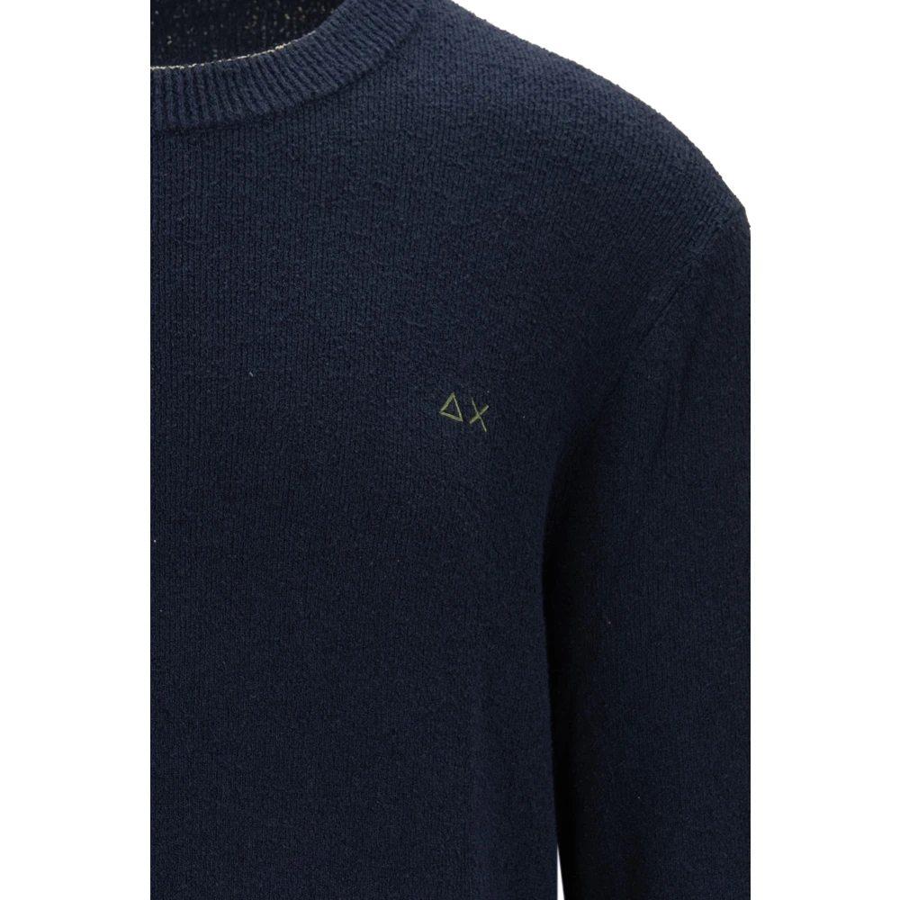 Sun68 Heren Pullover Sweater met Geborduurd Logo Blue Heren