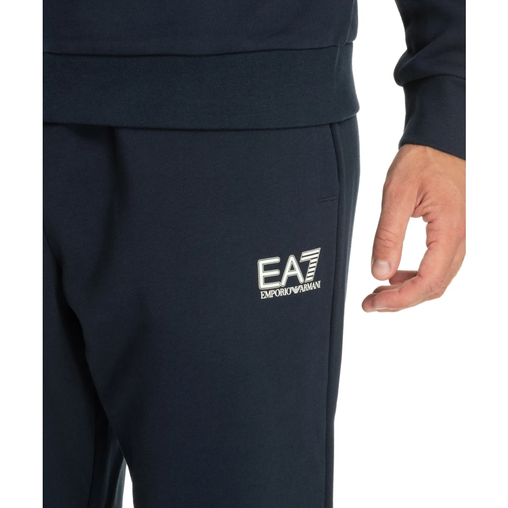 Emporio Armani EA7 Effen Tracksuit met Capuchon en Zakken Blue Heren