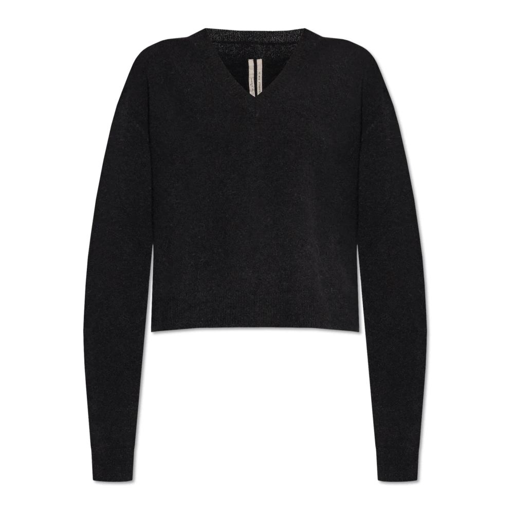 Rick Owens Zwarte V-hals trui Black Dames