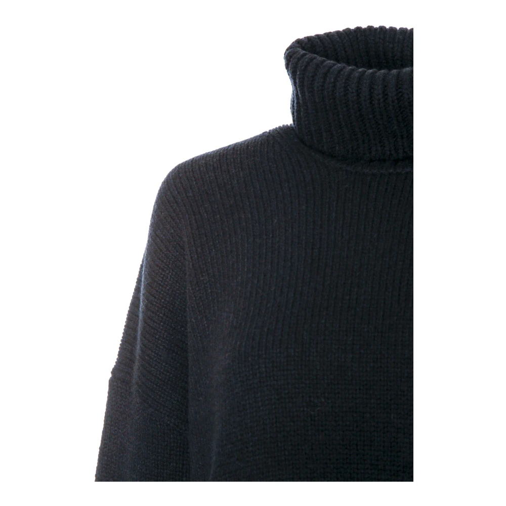 Samsøe Turtleneck Oversized Trui met Splitten Blue Dames