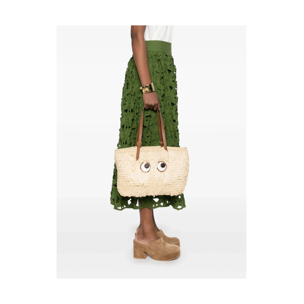 Anya Hindmarch Beige Schoudertas met Open Top Beige Dames