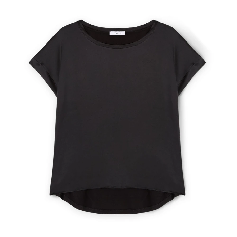 Motivi T-shirt gemaakt van twee verschillende materialen Black Dames
