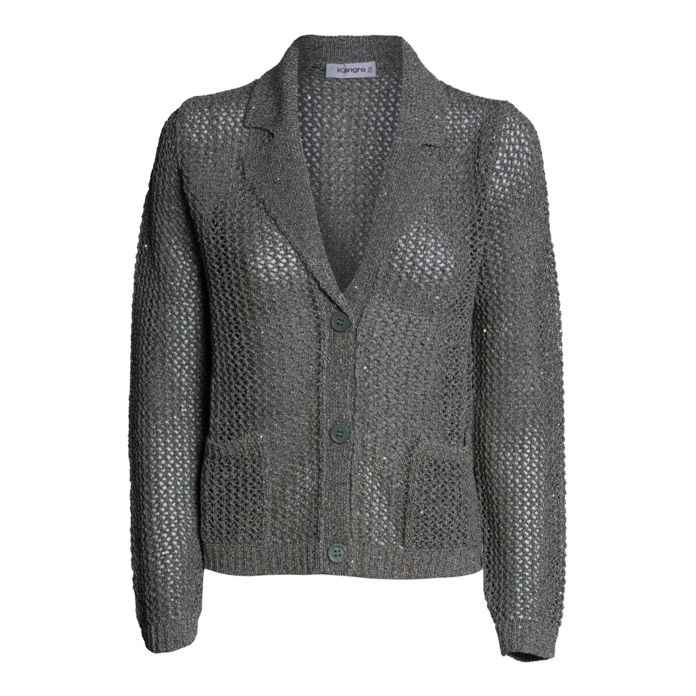 Kangra Women's Green Three-Button Cardigan - Cardigans - M - Knitwear
