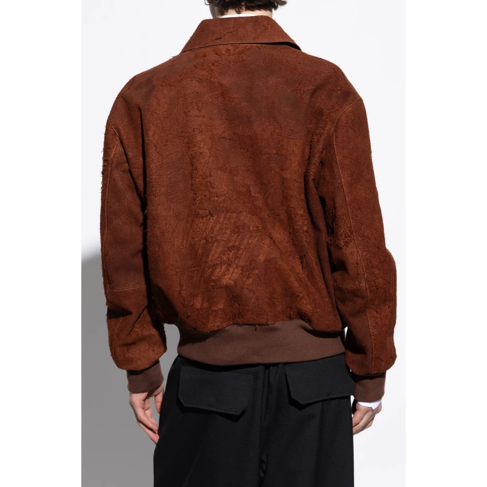 alexander mcqueen Leren jas met vintage-effect Brown Heren