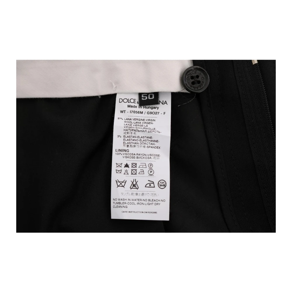 Dolce & Gabbana Zwarte Gestreepte Wollen Pantalons Black Heren