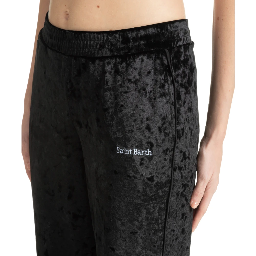 MC2 Saint Barth Mid Waist Plain Sweatpants met Elastische Taille Black Dames