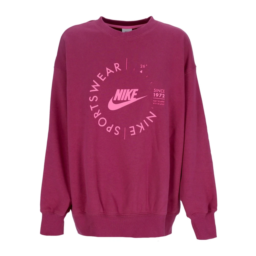 Nike Women's Pink Long Sleeve Training Tops, M, Crewneck Sweatshirt Sportswear Fleece