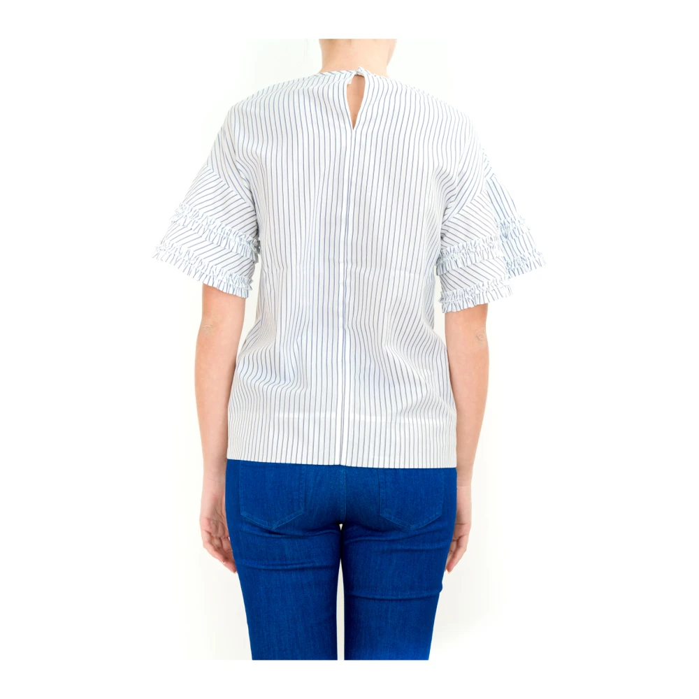 Victoria Beckham Witte Ruffle Top Blouse Shirt White Dames