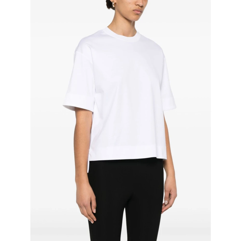 Max Mara Witte Crew Neck T-shirts met Logo White Dames