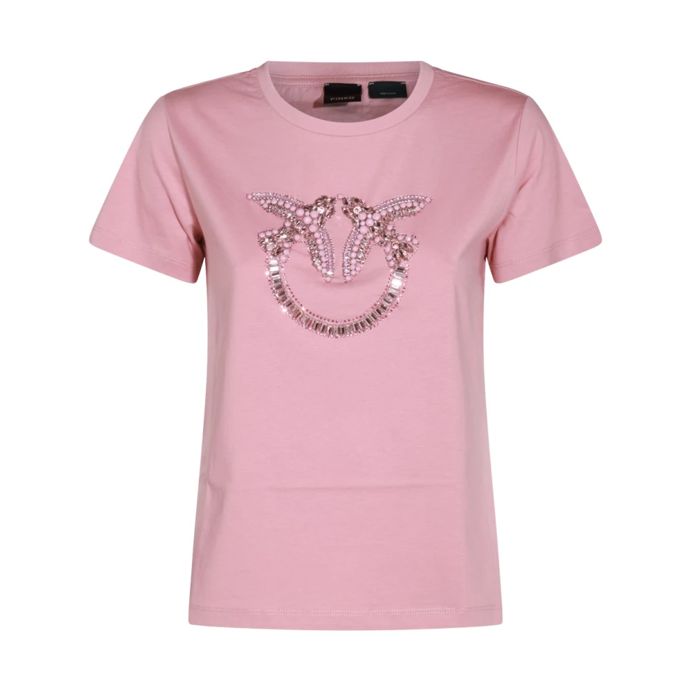 pinko Katoenen T-shirt met Frontlogo Pink Dames