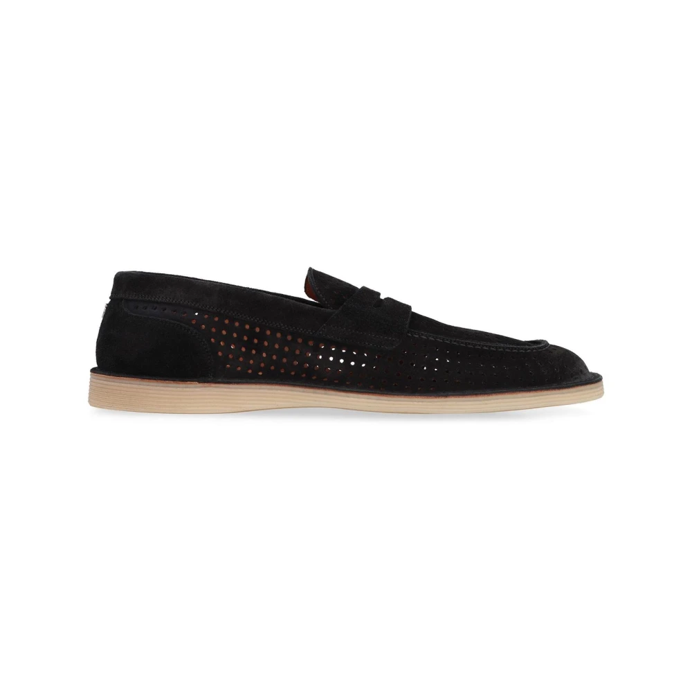 Dolce & Gabbana Mannelijk Zwart Schoenen Heren, 41 Eu, Suède, Perforated Suede Loafers