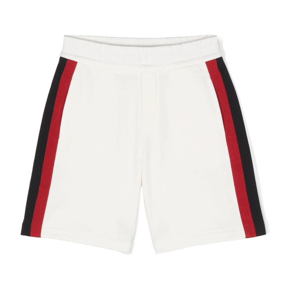 Moncler Vit Stickad Sidestripe Shorts White, Pojke