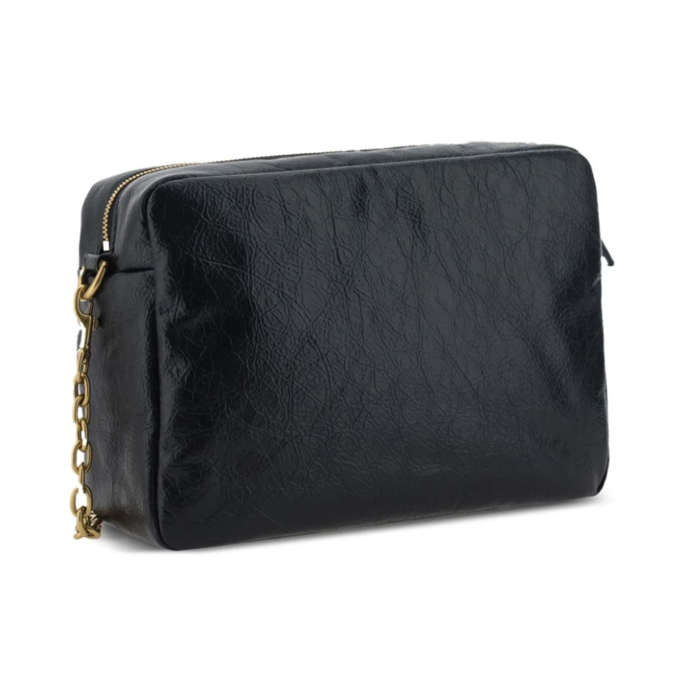 Balenciaga Zwarte Gekreukelde Leren Schoudertas Black Dames