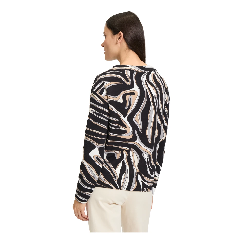 Betty Barclay Sweatshirt met hoge kraag en dierenprint Black Dames