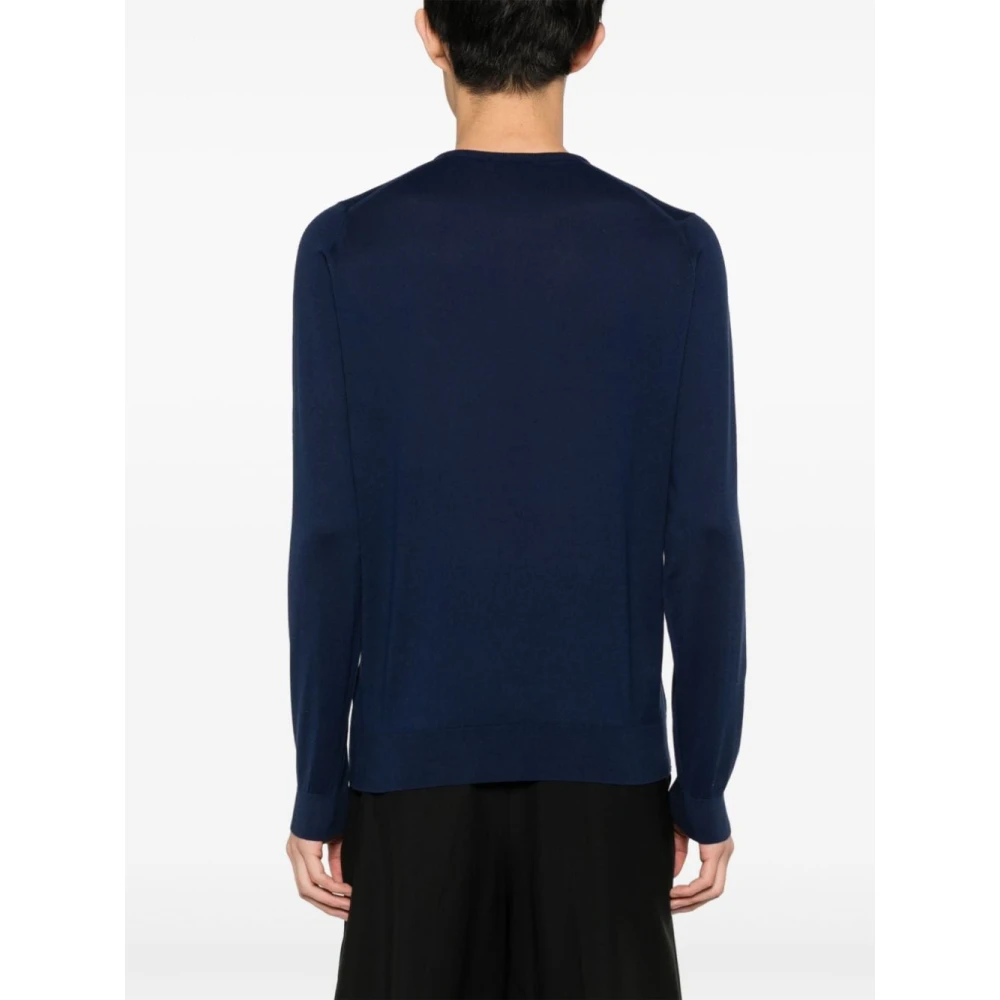 John Smedley Round-neck Knitwear Blue Heren