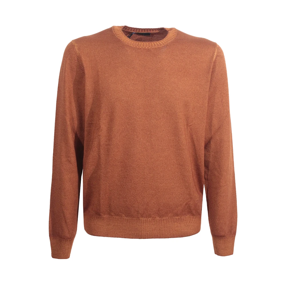 Fay Bruine Leren Trui Regular Fit Brown Heren