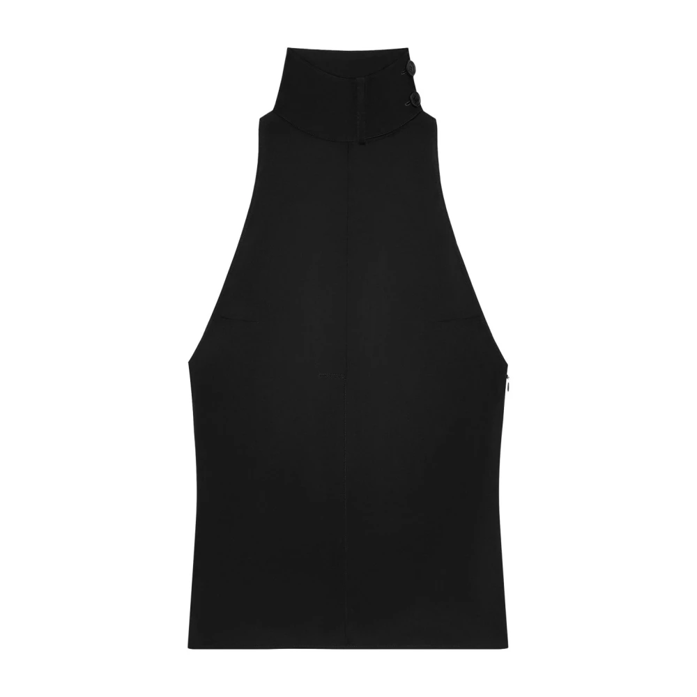 Courrèges Zwarte knoopsluitingsshirt met sjaaldetail Black Dames