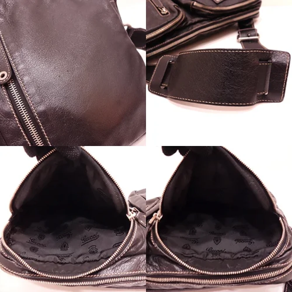 Gucci Vintage Pre-owned Leather crossbody-bags Black Heren