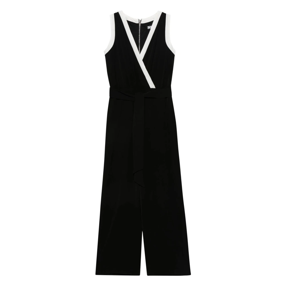 DKNY Zwart V-hals jumpsuit met riem Black Dames