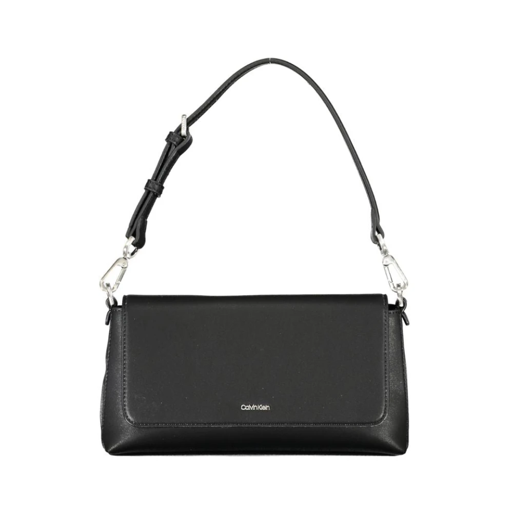 Calvin Klein Zwarte Polyester Handtas met Afneembare Handgreep Black Dames