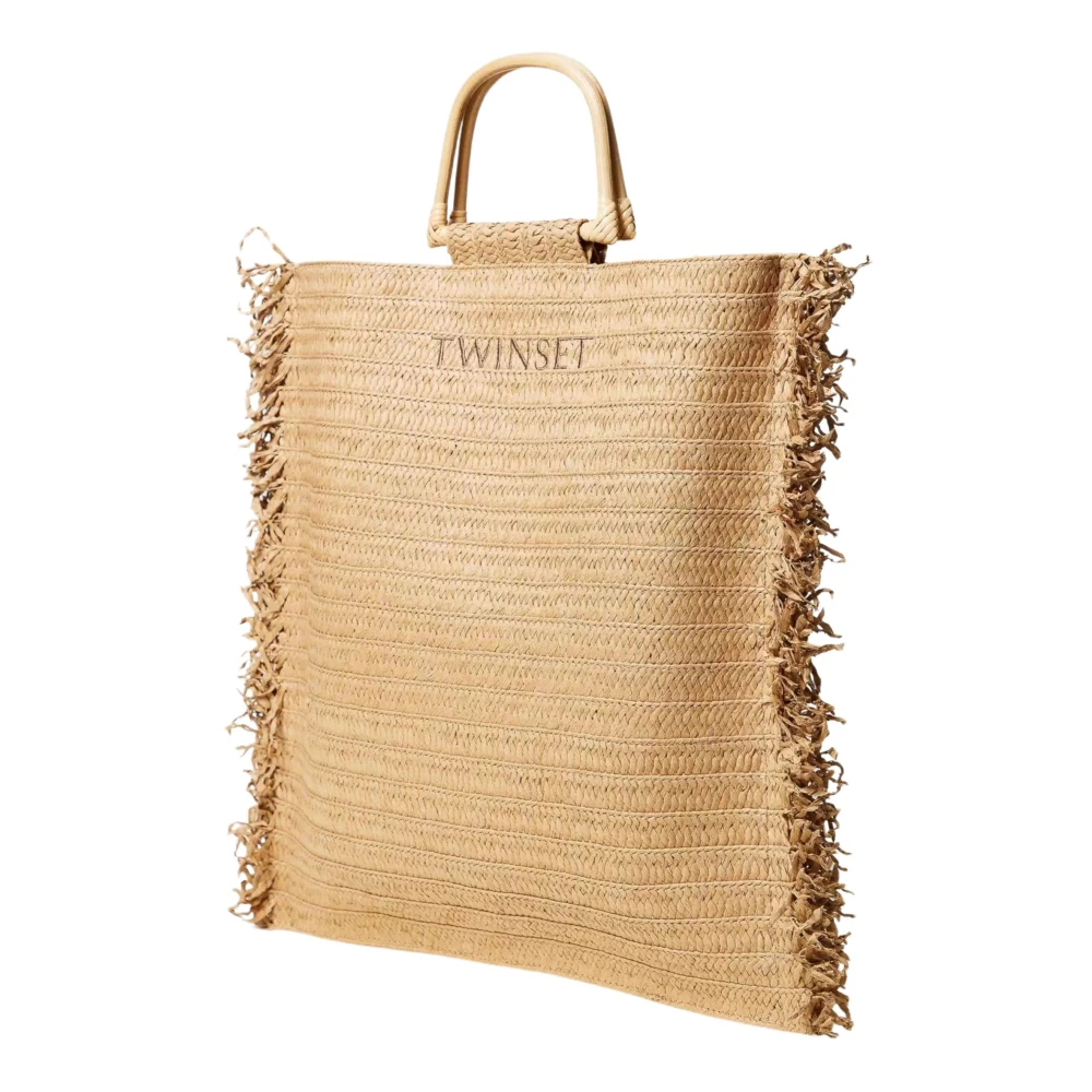 Twinset Beige Geweven Spiraal Shopper Tas Beige Dames