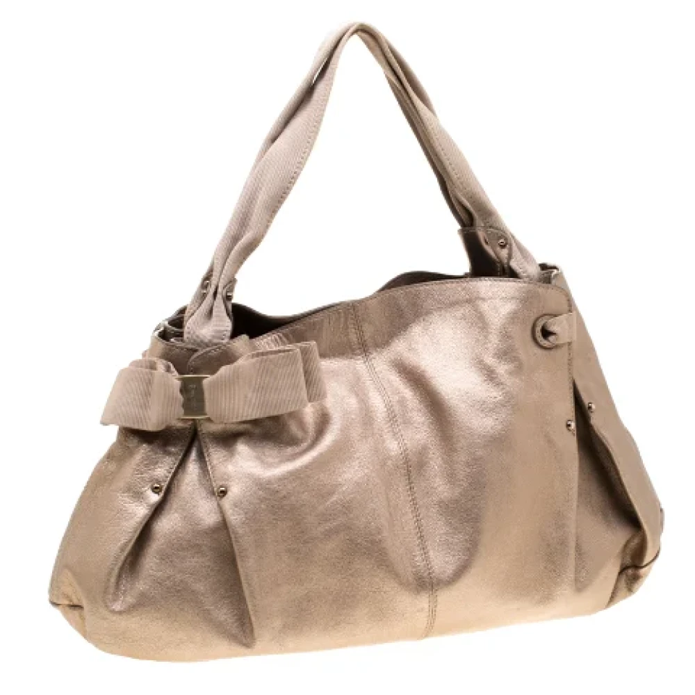 Salvatore Ferragamo Pre-owned Leather handbags Beige Dames