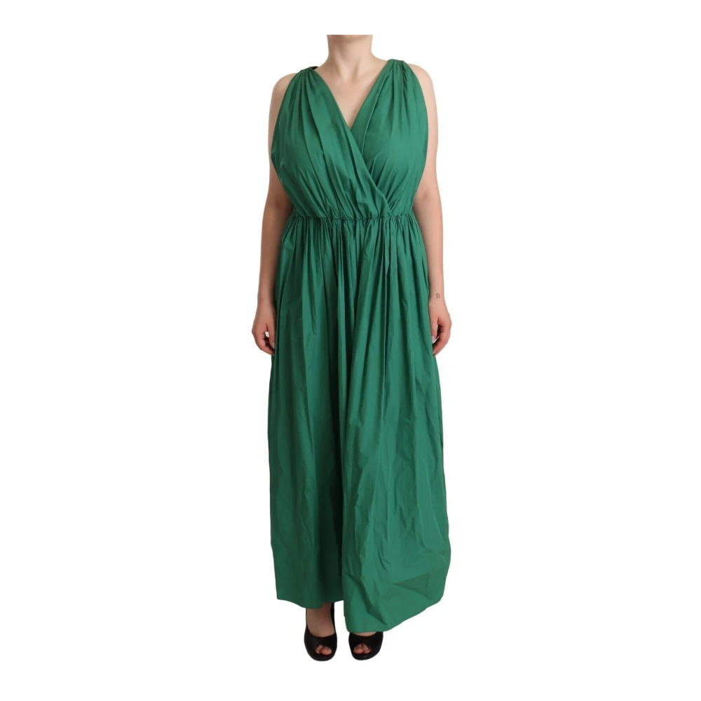 Dolce & Gabbana Women's Green Pleated A-Line Dress - Maxi Dresses - L - Dresses