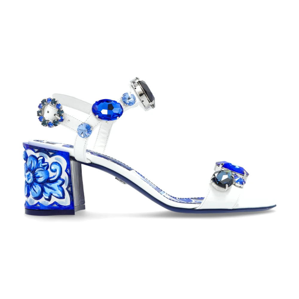 Dolce & Gabbana Vrouw Blauw Schoenen Dames, 36 Eu, Leer, Sandalen Met Hak