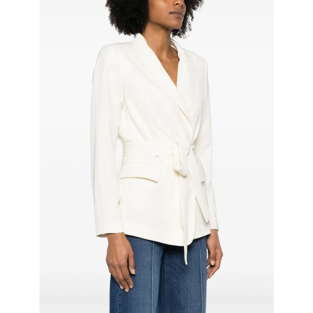 Twinset Witte Jas met Schoudervullingen White Dames