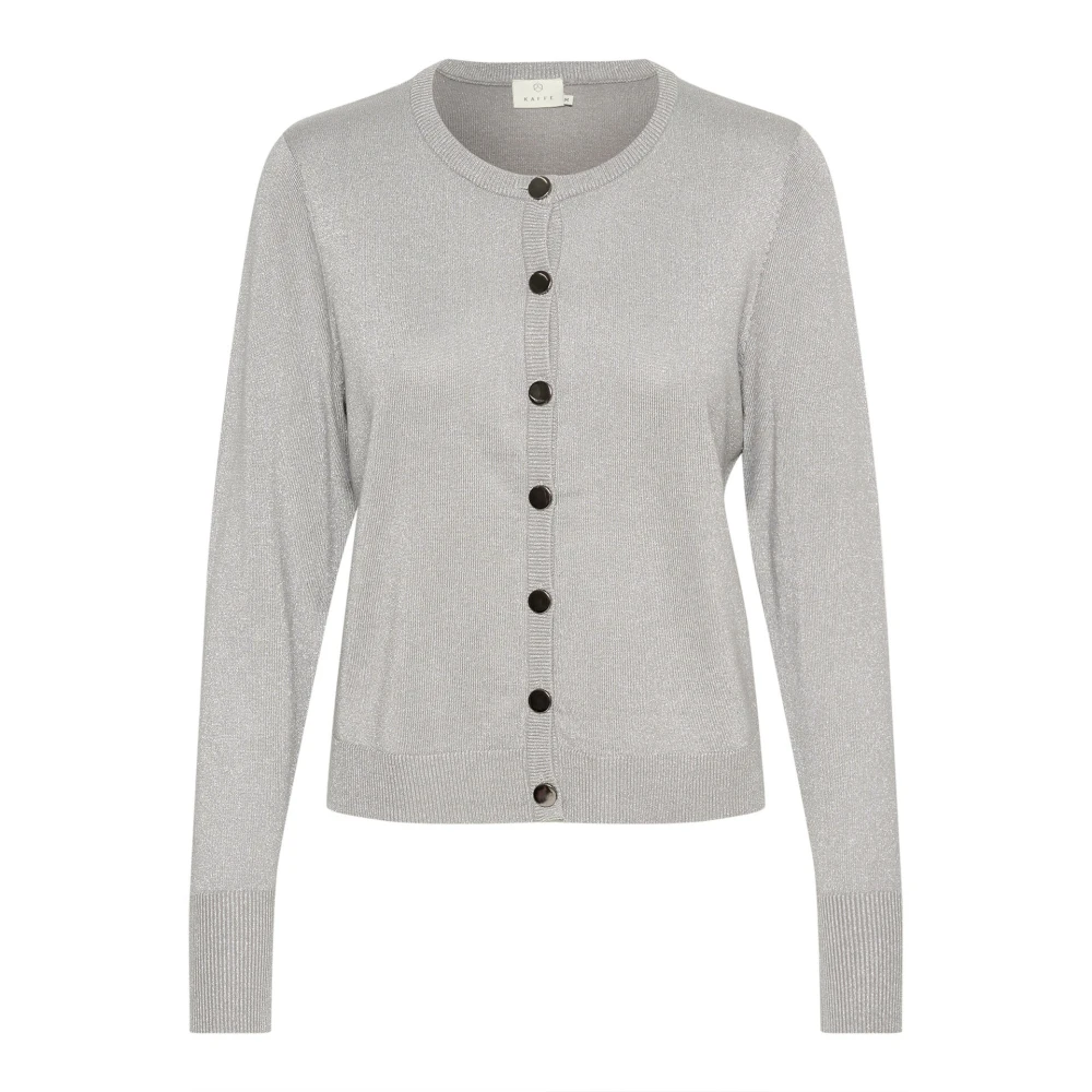 Kaffe Grijze Zilver Metallic Cardigan Sweater Gray Dames