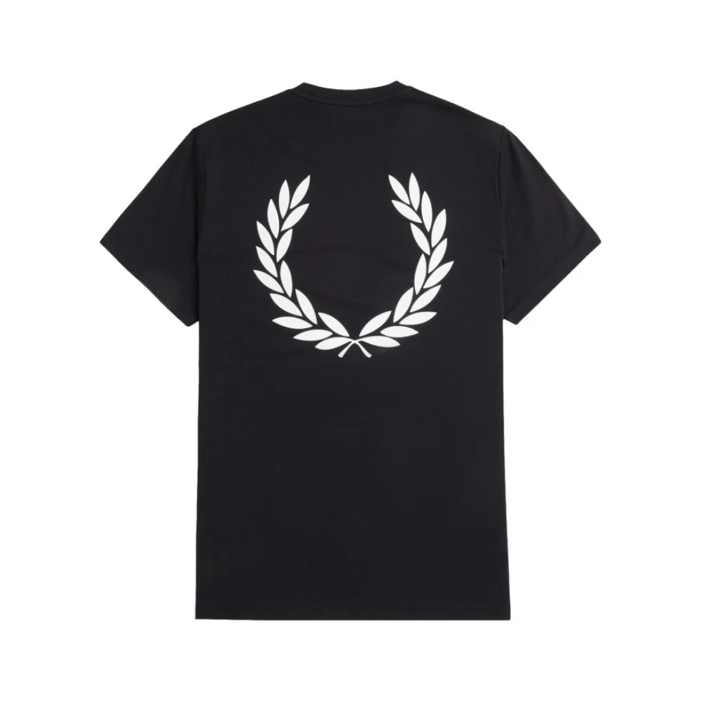 Fred Perry Zwarte grafische T-shirt met Laurel Design Black Heren
