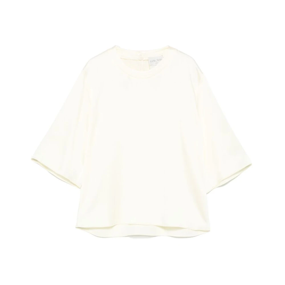 Forte Ivoor Wit Ronde Hals T-shirt Beige Dames
