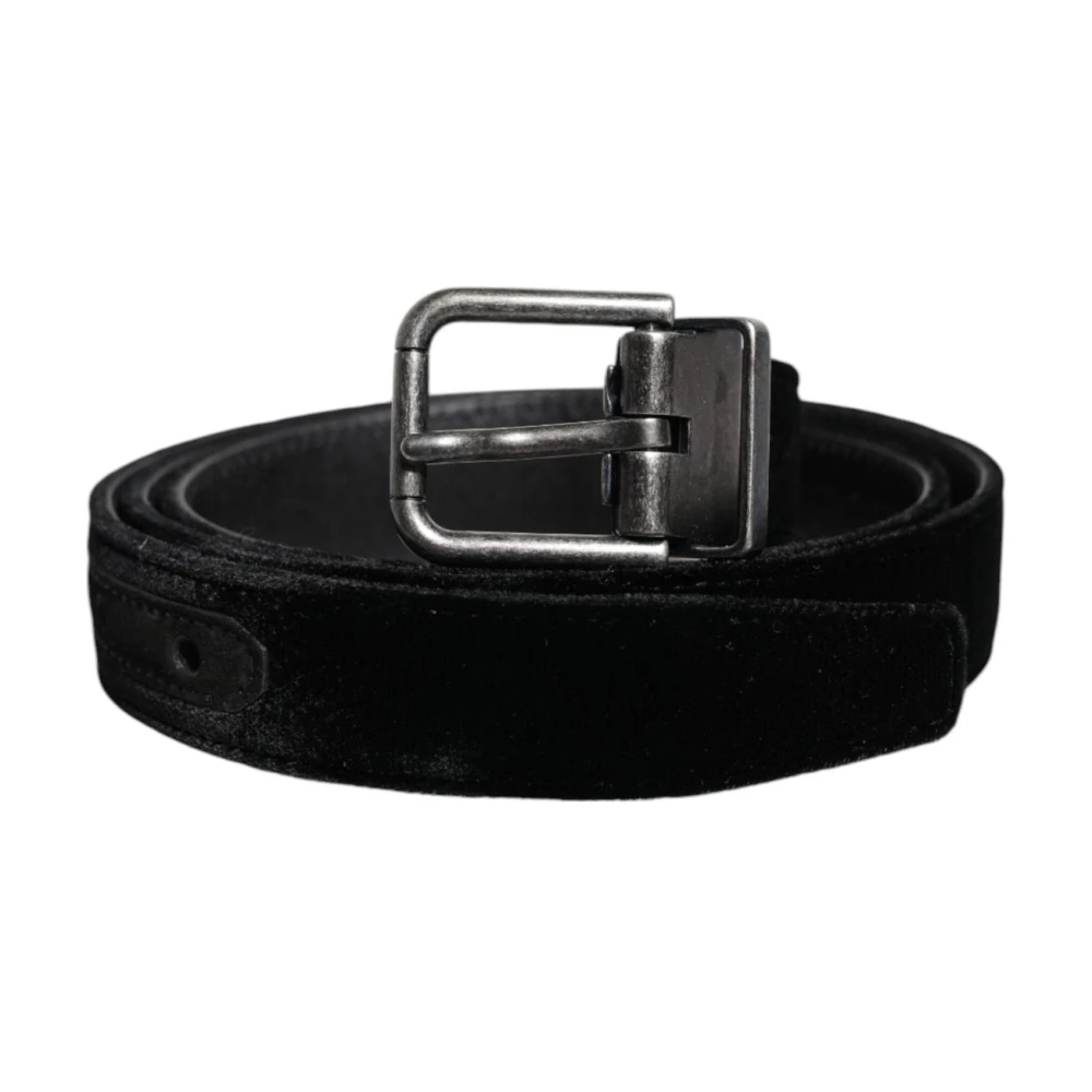Dolce & Gabbana Men's Black/Silver Leather Belt With Buckle