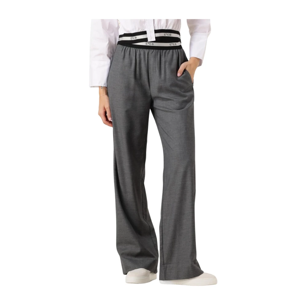 Co'Couture Plooi Logo Lange Broek Gray Dames