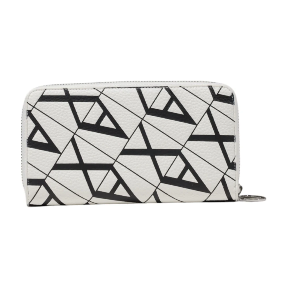 Armani Exchange Stijlvolle Bedrukte Ritsportemonnee White Dames