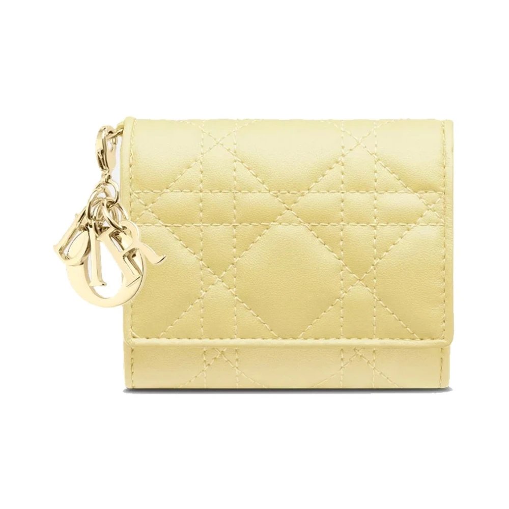 Dior Gele Leren Portemonnee Elegante Stijl Yellow Heren