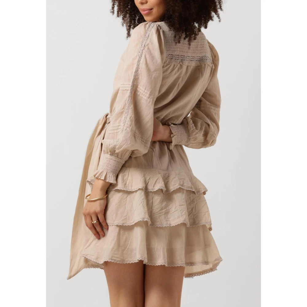 NEO NOIR Broderie Detail Voile Jurk Beige Dames