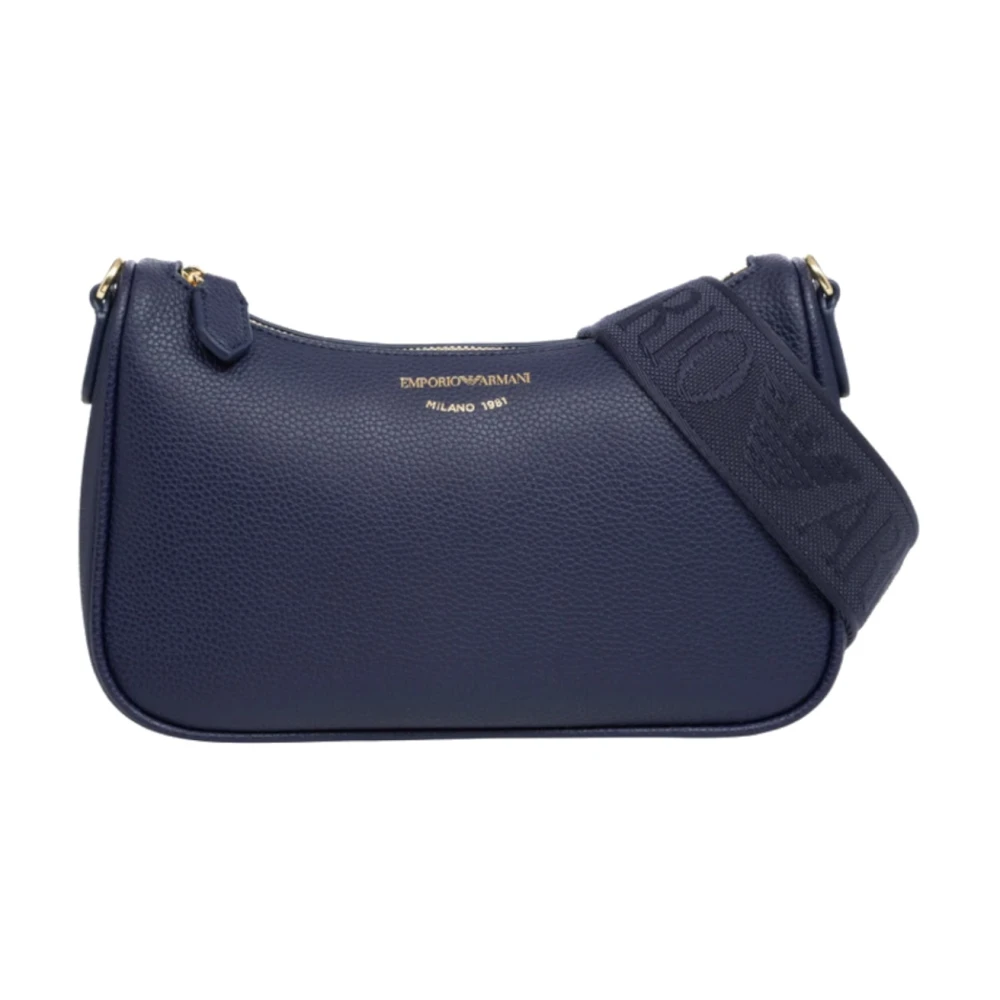 Emporio Armani Blauwe Baguette met Verstelbare Band en Logo Belettering Blue Dames