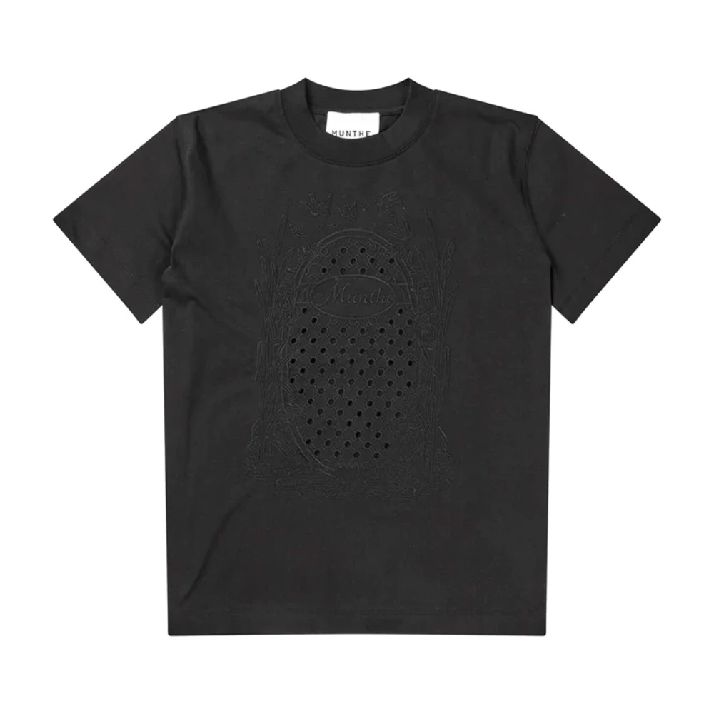 Munthe Zwarte Geborduurde T-shirt Black Dames