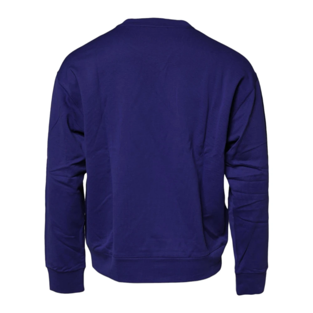 Dolce & Gabbana Blauwe Katoenen Logo Crew Neck Sweater Blue Heren