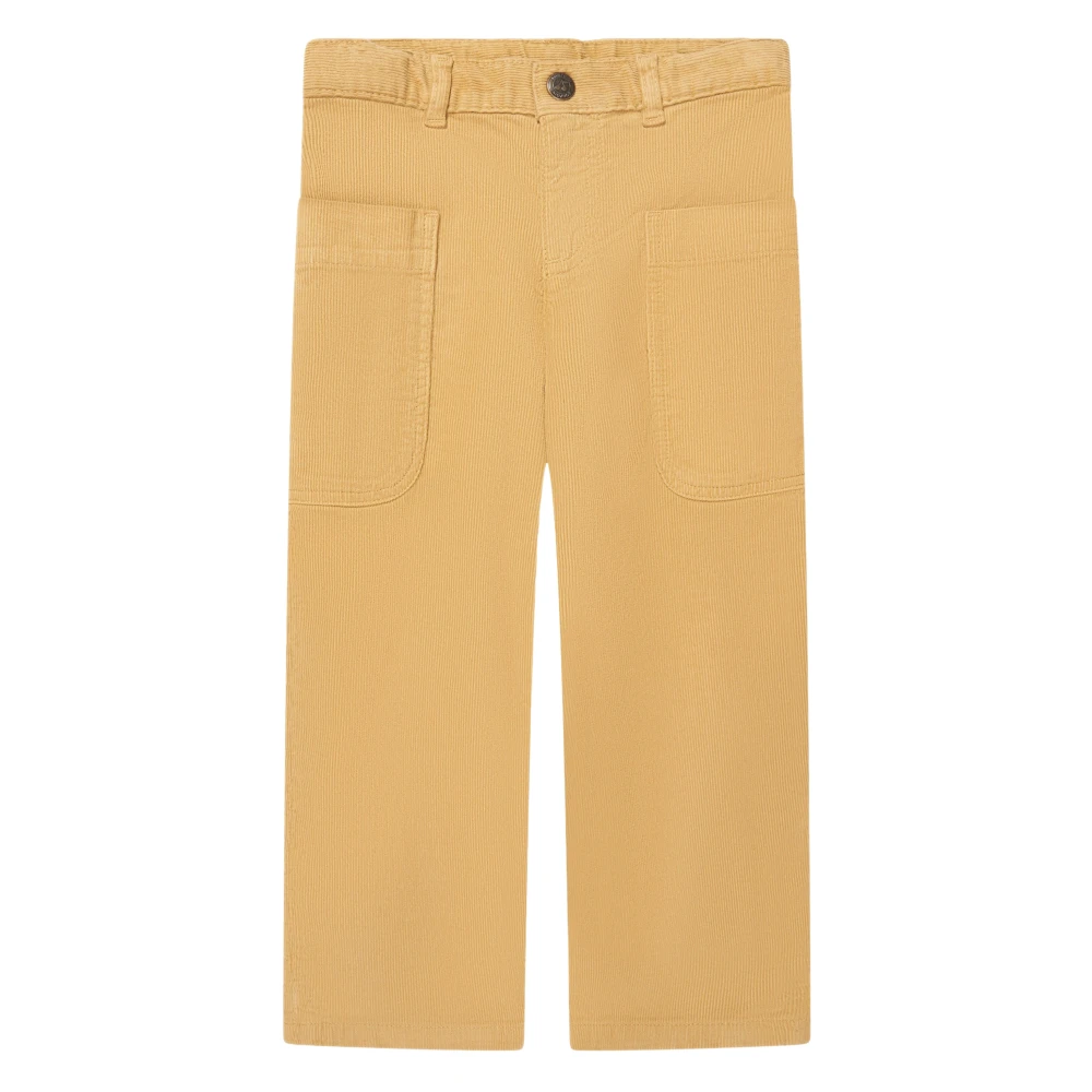 Bonpoint Girls Yellow Trousers, 6 Y, Looping Trousers With Gold Buttons