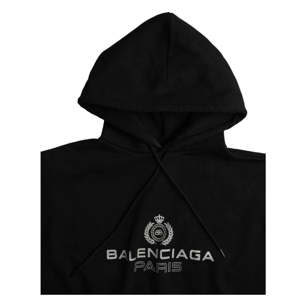 Balenciaga Zwart Katoenen Logo Hoodie Black Dames