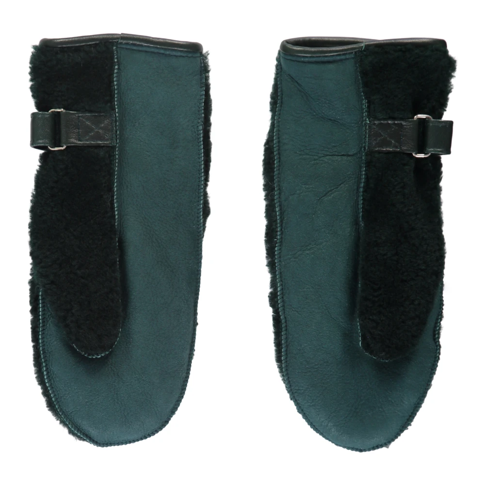 Parajumpers Shearling Leren Handschoenen met Verstelbare Band Green Unisex