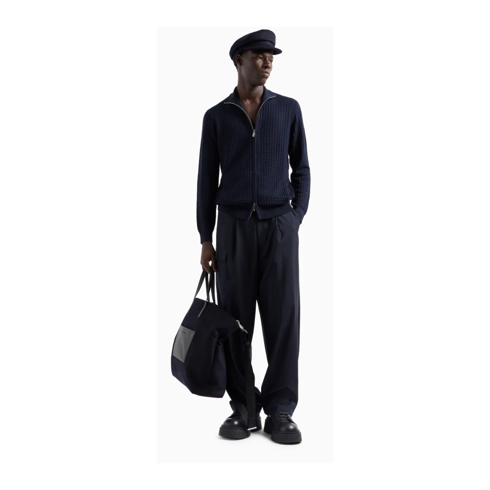 Emporio Armani Stijlvolle rits cardigan Blue Heren
