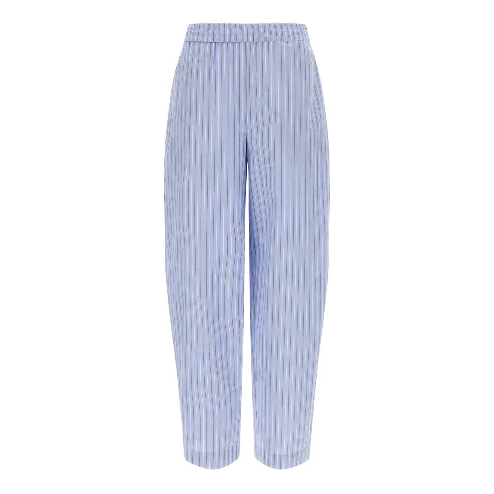 Rotate Birger Christensen Women's Blue Poplin Tapered Trousers - Wide Trousers - M - Trousers