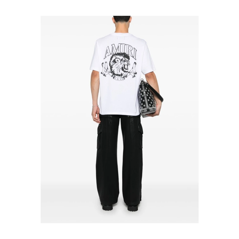 Amiri Leeuw Omlijning Katoenen T-shirt Wit White Heren